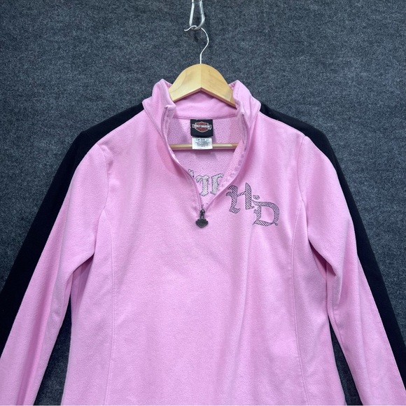 Harley Davidson Women’s Pink Fleece Quarter-Zip Pullover Size M - Picture 6 of 12